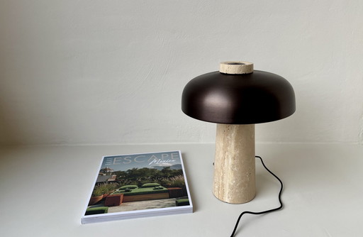 Audo Reverse Table Lamp Travertine Brass