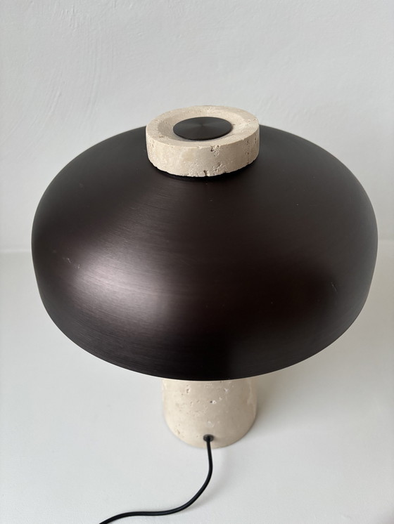 Image 1 of Audo Reverse Table Lamp Travertine Brass