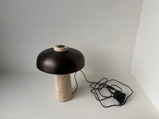 Image 1 of Audo Reverse Table Lamp Travertine Brass