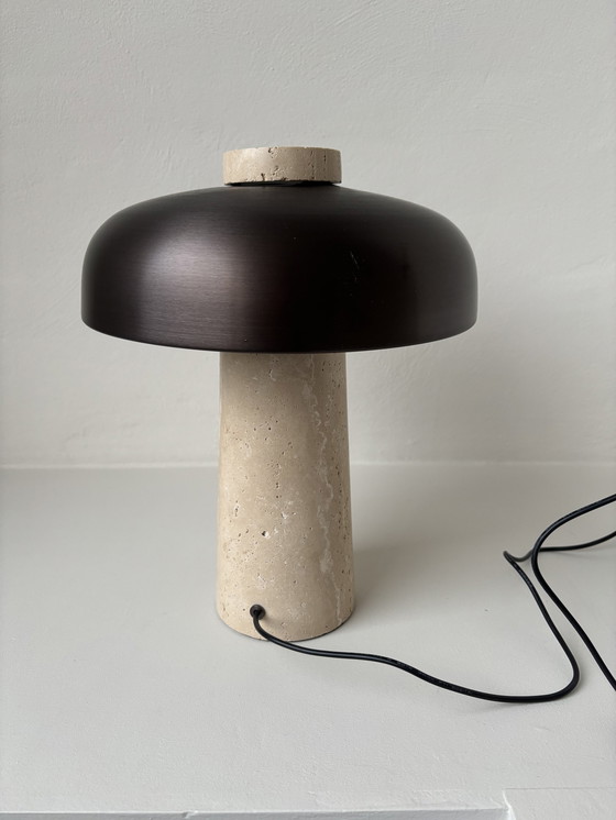 Image 1 of Audo Reverse Table Lamp Travertine Brass