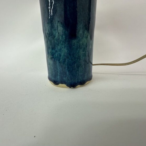 Image 1 of Mid Century design table lamp blue ceramic , 1970’s