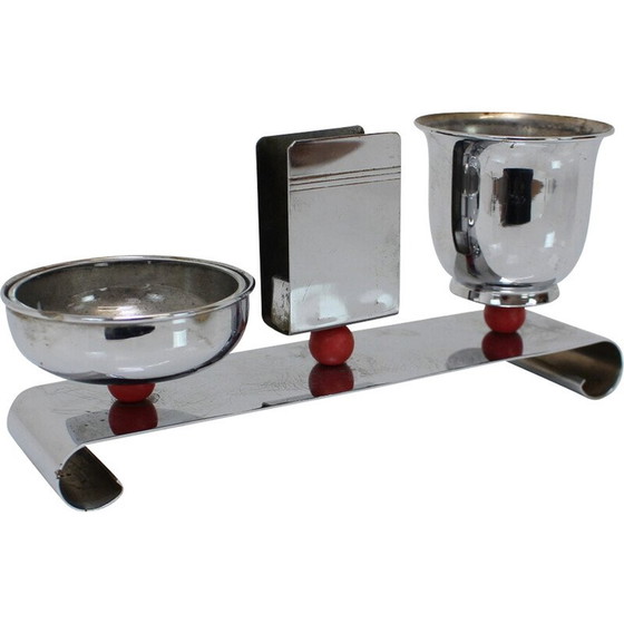 Image 1 of Set da fumo cromato Art Déco vintage, Cecoslovacchia 1930