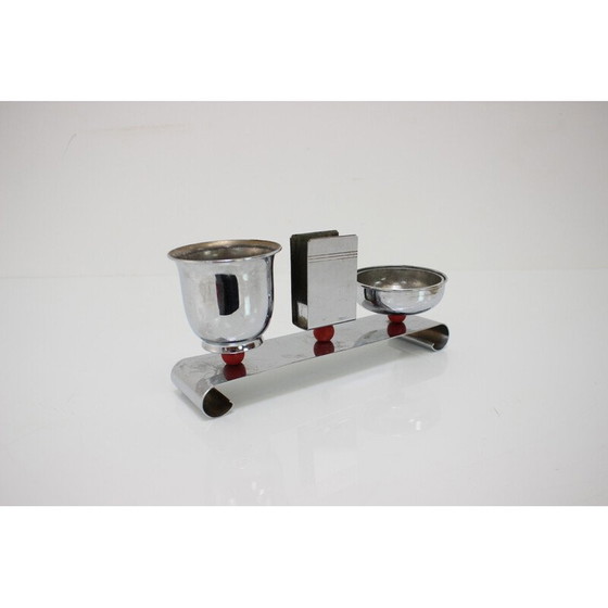 Image 1 of Set da fumo cromato Art Déco vintage, Cecoslovacchia 1930