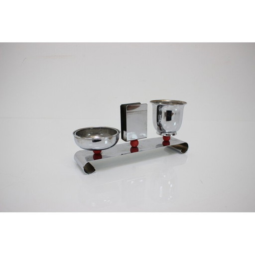 Vintage Art Deco chrome smoking set, Czechoslovakia 1930