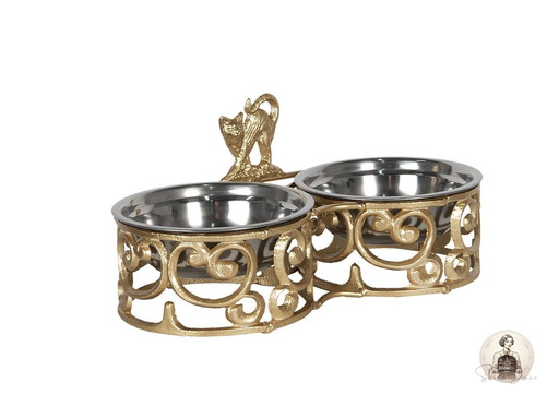 Stylish Gold Double Feeder for Pets