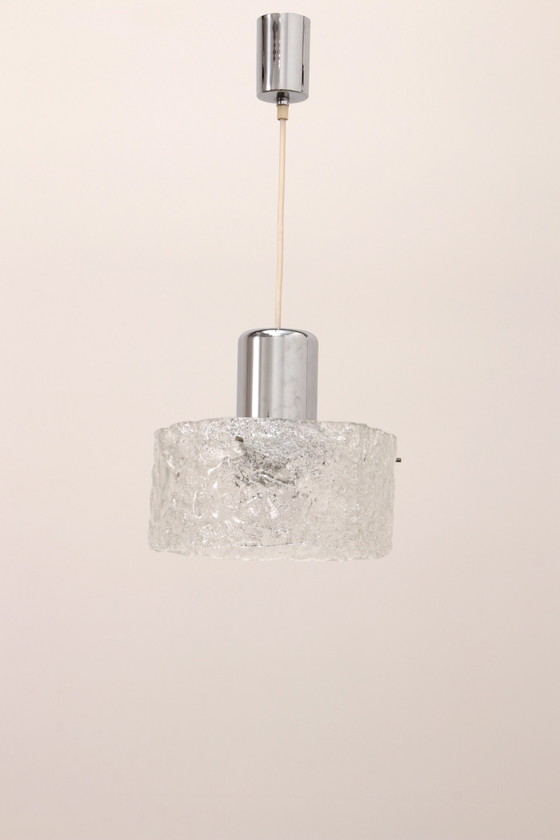 Image 1 of Egon Hillebrand Lampe en verre glacé, 1960 Allemagne.