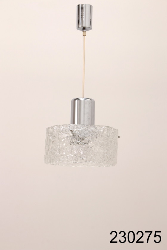 Image 1 of Egon Hillebrand Lampe en verre glacé, 1960 Allemagne.