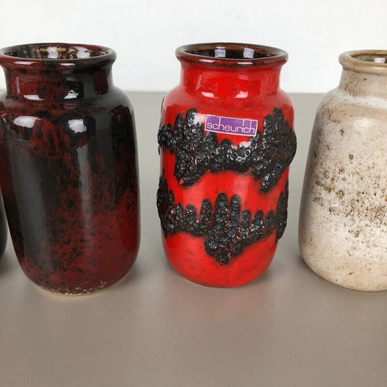 Image 1 of Set of 5 vintage fat lava ceramic vases from Scheurich, Germany 1970