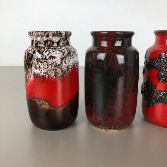 Image 1 of Set of 5 vintage fat lava ceramic vases from Scheurich, Germany 1970