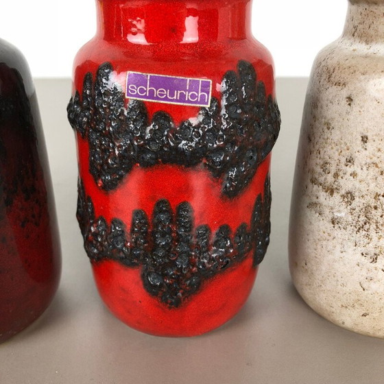 Image 1 of Set of 5 vintage fat lava ceramic vases from Scheurich, Germany 1970
