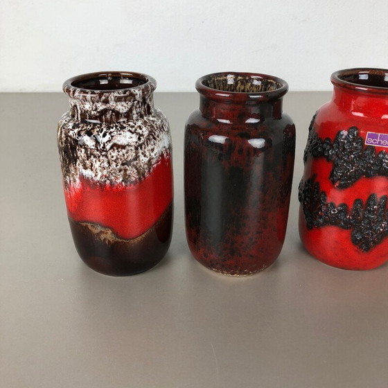 Image 1 of Set of 5 vintage fat lava ceramic vases from Scheurich, Germany 1970