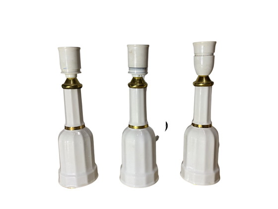 Image 1 of Lampade da tavolo vintage Søholm bianche/oro