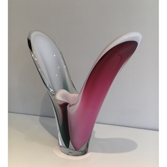 Image 1 of Vintage shell vase in multicolored glass signed Flygsfors, 1956