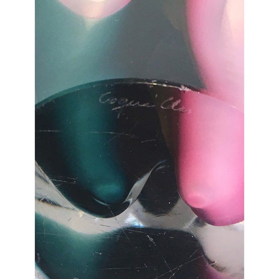 Image 1 of Vintage shell vase in multicolored glass signed Flygsfors, 1956