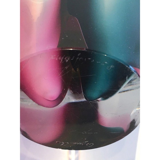 Image 1 of Vintage shell vase in multicolored glass signed Flygsfors, 1956