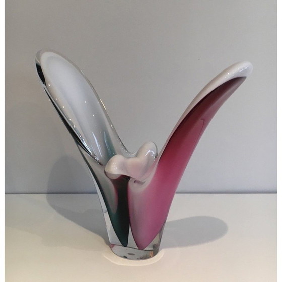 Image 1 of Vintage shell vase in multicolored glass signed Flygsfors, 1956