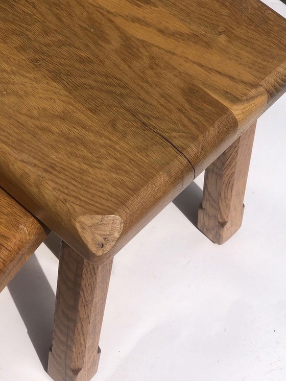 Image 1 of Dutch Brutalist Oak Nesting Tables, 1970S