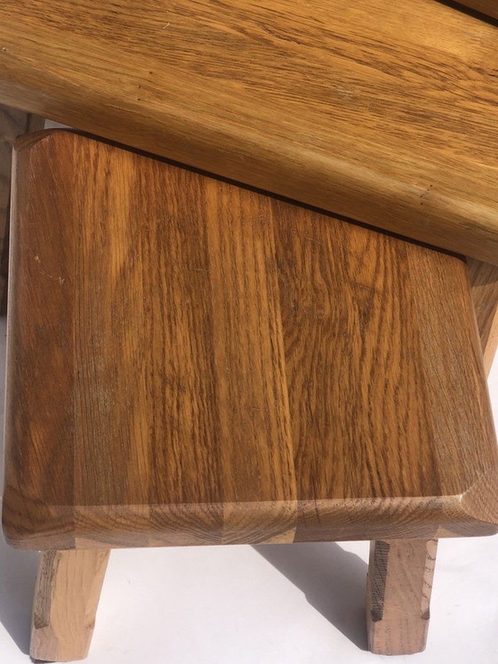 Image 1 of Dutch Brutalist Oak Nesting Tables, 1970S