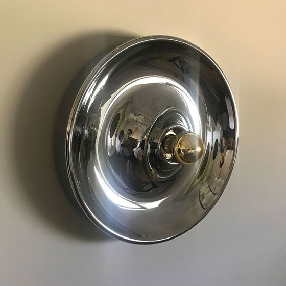 Image 1 of Vintage round wall lamp in chrome, 1970