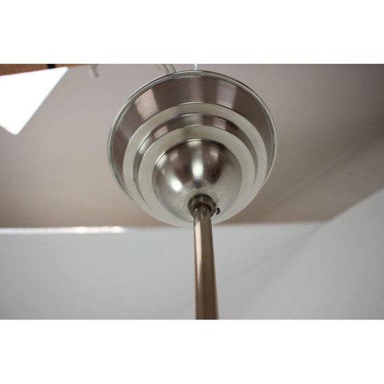 Image 1 of Lampadario vintage in metallo e vetro in stile art déco, Cecoslovacchia, 1930