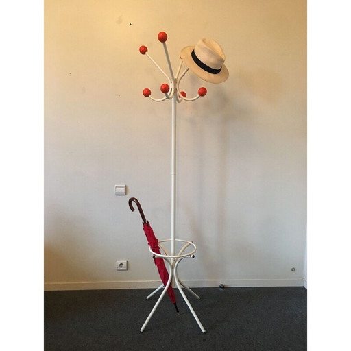 Vintage white metal coat rack, 1970