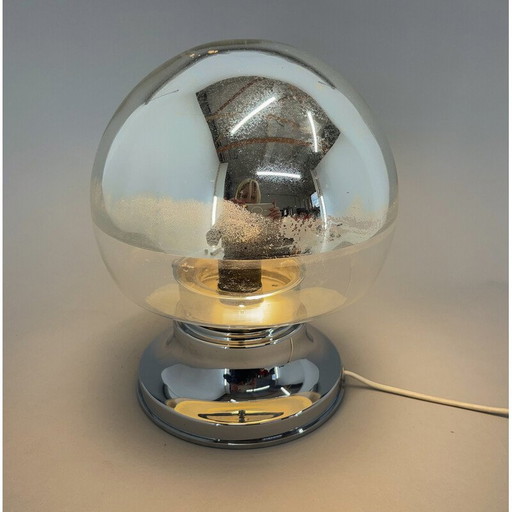 Vintage Italian chrome and glass table lamp, 1960s