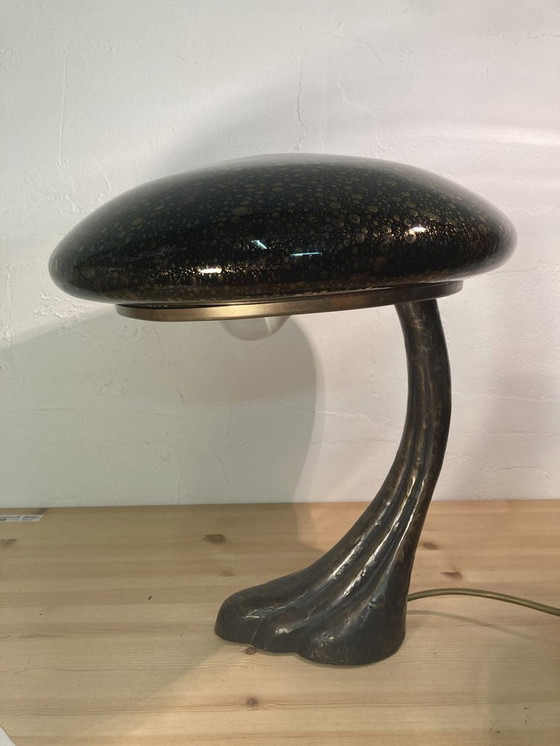 Image 1 of Art Deco Murano Bubble Glass Mushroom Lamp