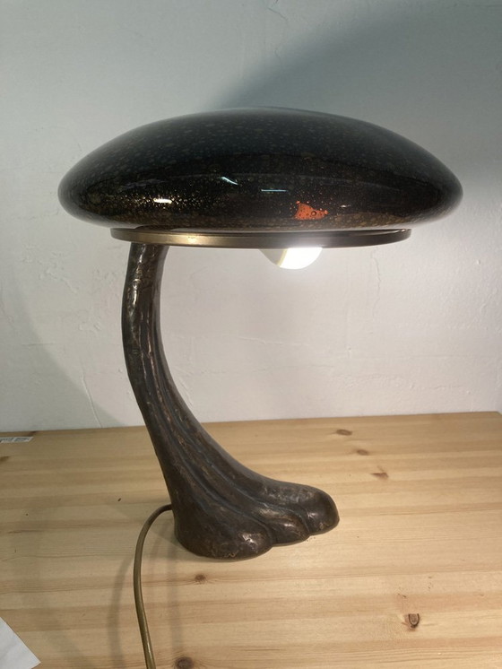 Image 1 of Art Deco Murano Bubble Glass Mushroom Lamp