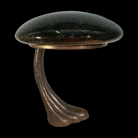 Image 1 of Art Deco Murano Bubble Glass Mushroom Lamp