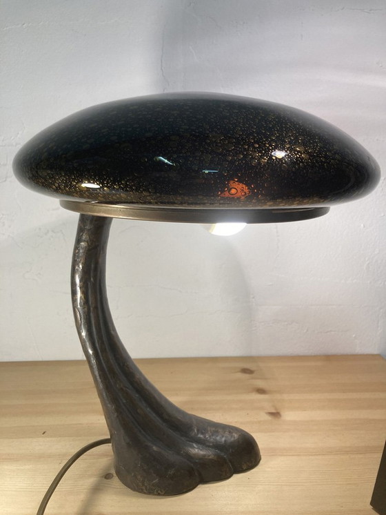 Image 1 of Art Deco Murano Bubble Glass Mushroom Lamp