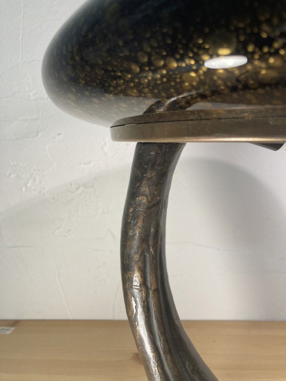 Image 1 of Art Deco Murano Bubble Glass Mushroom Lamp