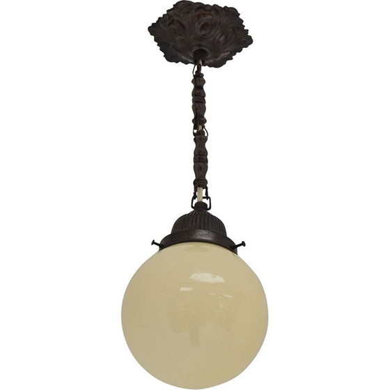 Image 1 of Lampada a sospensione art déco in ottone vintage, Repubblica Ceca, anni '30