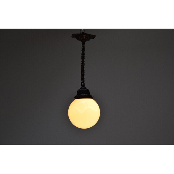 Image 1 of Lampada a sospensione art déco in ottone vintage, Repubblica Ceca, anni '30