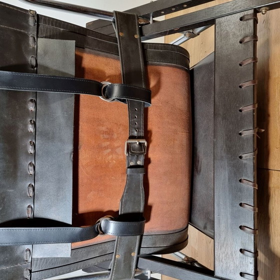 Image 1 of Pair of vintage wood and leather armchairs by Sonja Wasseur for Wasseur Studio, Netherlands 1960