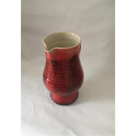 Image 1 of Vintage vase by Accolay in red enamelled ceramic