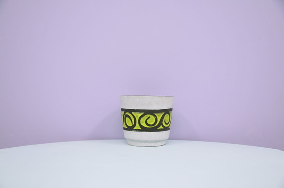 Image 1 of White & Neon Yellow Flower Pot