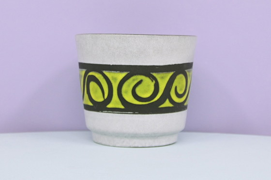 Image 1 of White & Neon Yellow Flower Pot