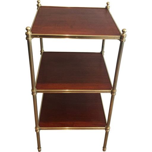 Vintage mahogany and brass sofa end for Maison Jansen, France 1940s