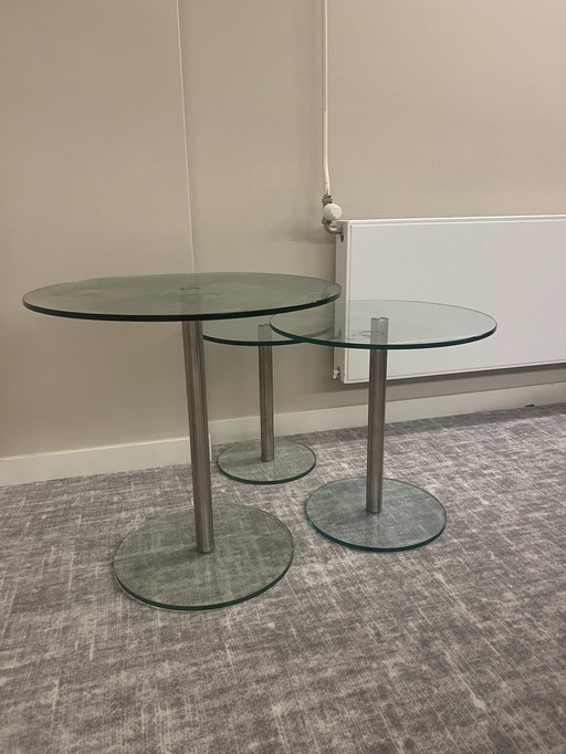 3x Table d'appoint en verre