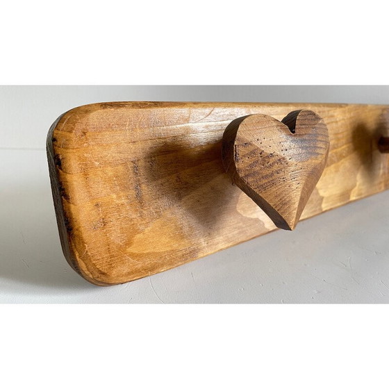 Image 1 of Vintage coat rack in waxed wood filled with poetry, 1990