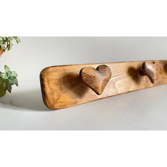 Image 1 of Vintage coat rack in waxed wood filled with poetry, 1990