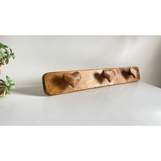Image 1 of Vintage coat rack in waxed wood filled with poetry, 1990