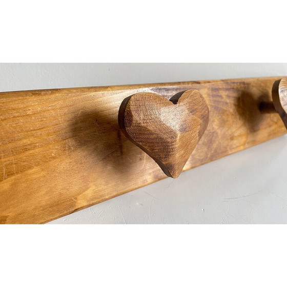 Image 1 of Vintage coat rack in waxed wood filled with poetry, 1990
