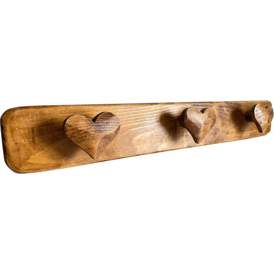 Image 1 of Vintage coat rack in waxed wood filled with poetry, 1990
