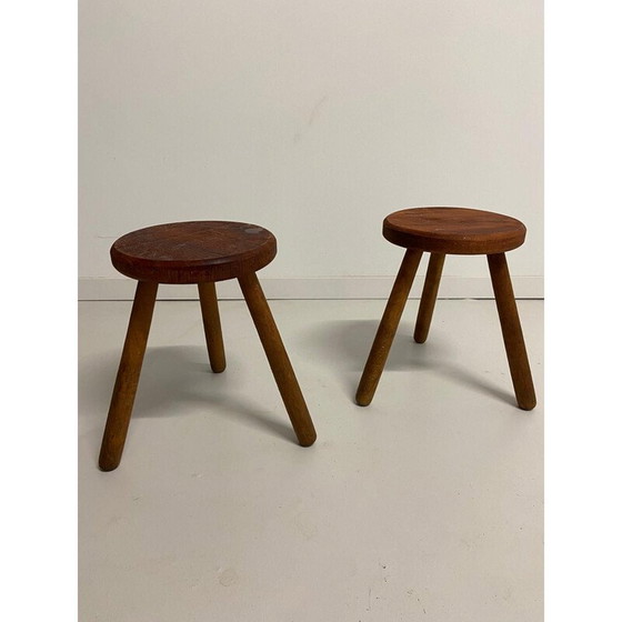 Image 1 of Pair of vintage Scandinavian tripod stools
