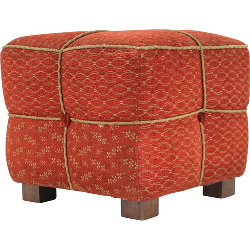 Vintage Art Deco cube stool, Czechoslovakia 1940s