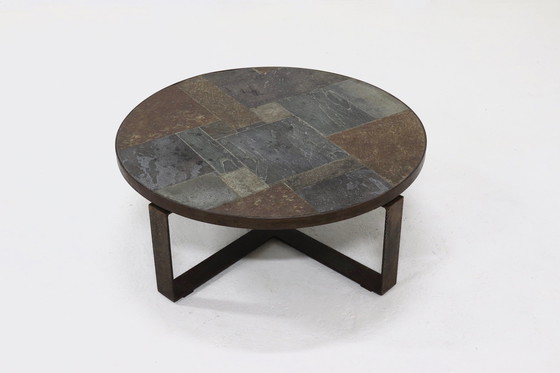 Image 1 of Vintage Brutalist Round Coffee Table 