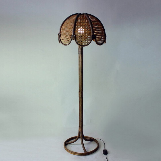 Image 1 of Vintage freestanding bamboo floor lamp, Czechoslovakia 1990