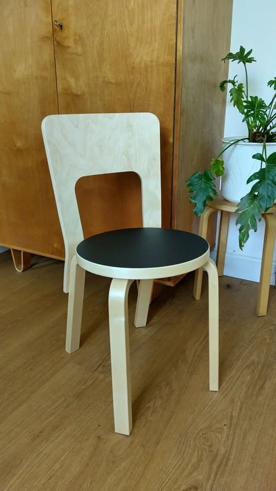 Image 1 of Artek Aalto 66 Chair - Birch & Black Linoleum