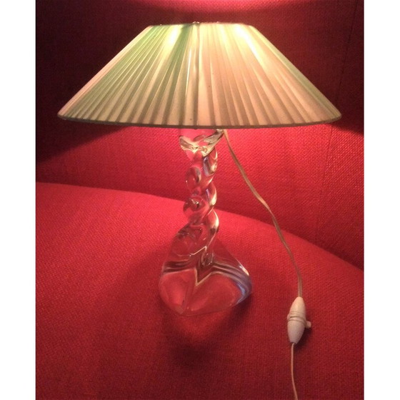 Image 1 of Vintage Lorrraine crystal lamp with pleated rhodoid shade, 1950
